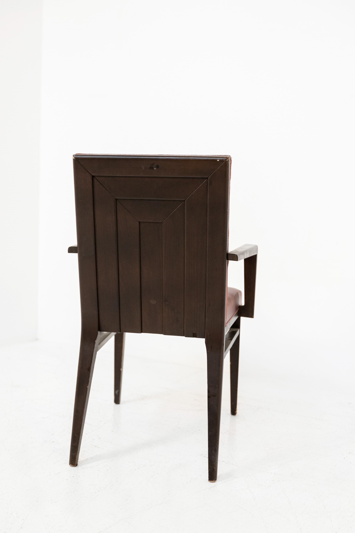 Set of Twelve Italian Chairs for Naval Furnishings in Wood and Pink Satin