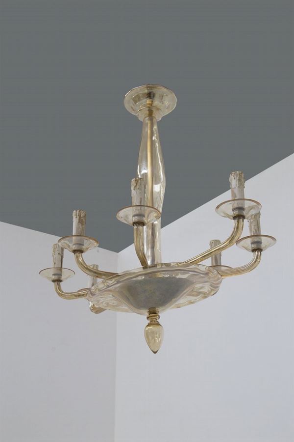 Venini Chandelier eight lights in Murano Glass