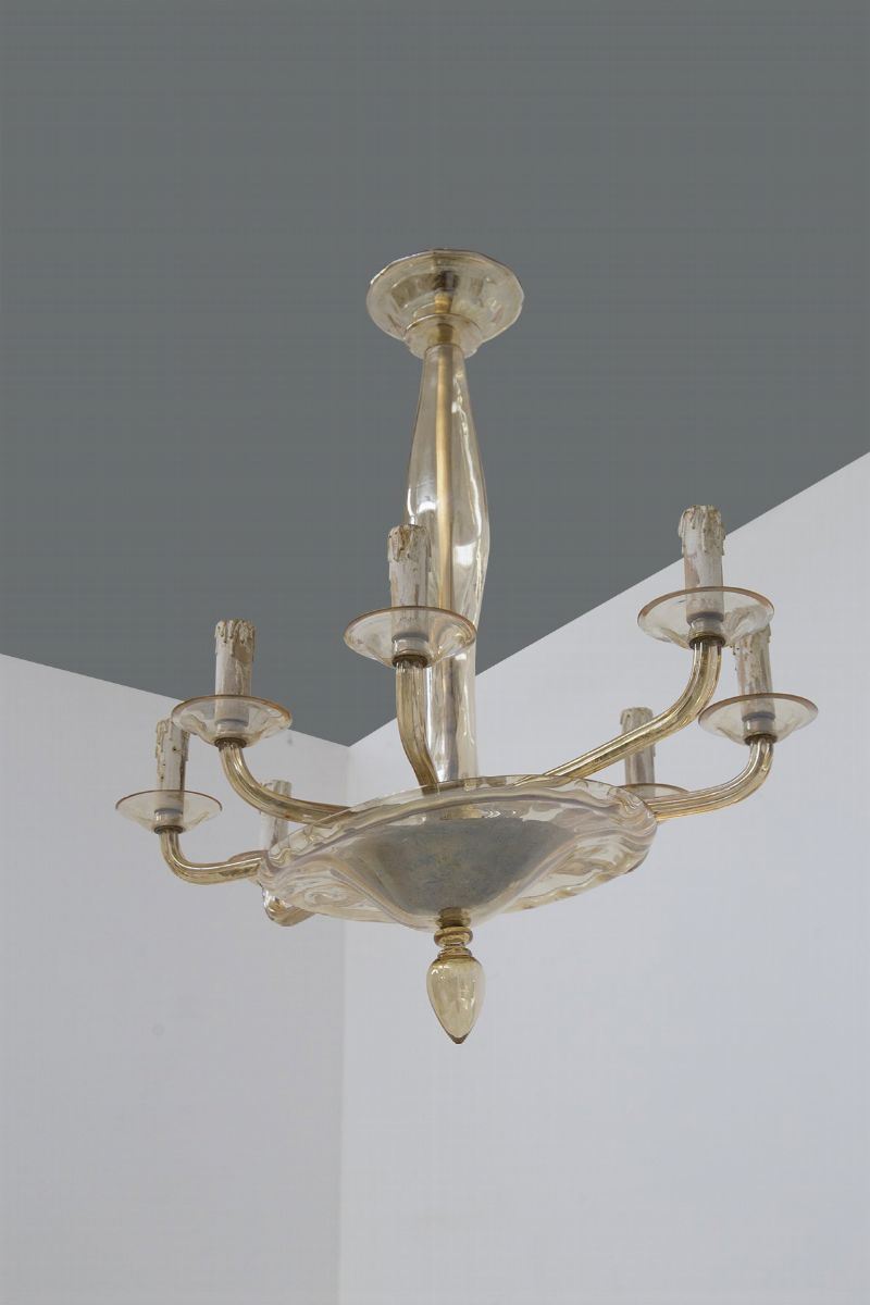 Lampadario Venini Otto Luci in Vetro Murano