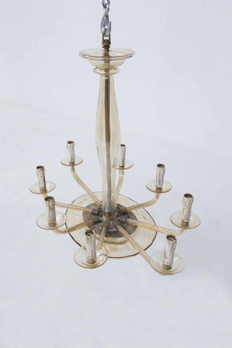Lampadario Venini Otto Luci in Vetro Murano