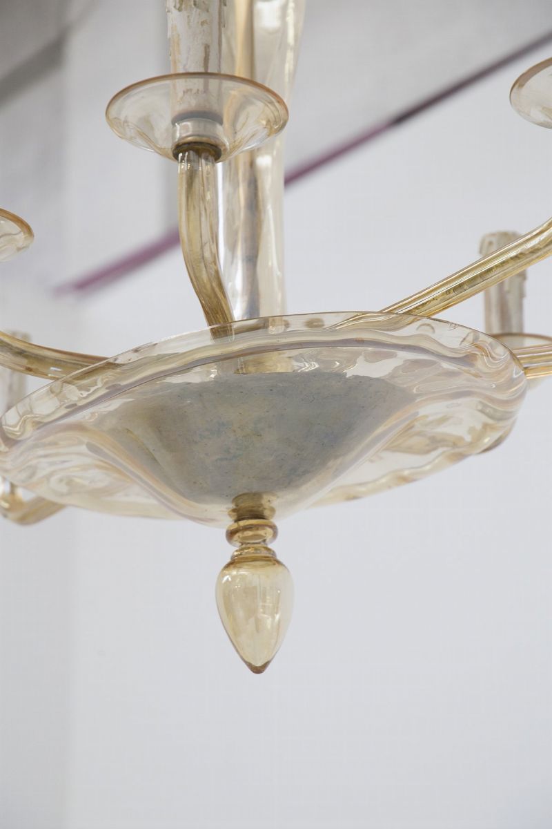 Lampadario Venini Otto Luci in Vetro Murano