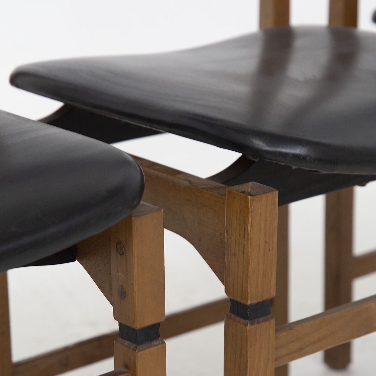 Sedie Italiane Vintage in Legno e Pelle