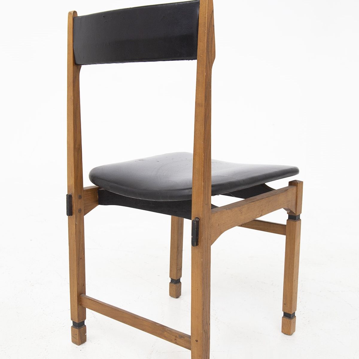 Sedie Italiane Vintage in Legno e Pelle