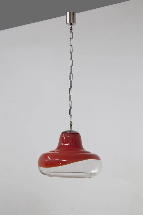 Pendente in vetro di murano rosso di Barovier & Toso