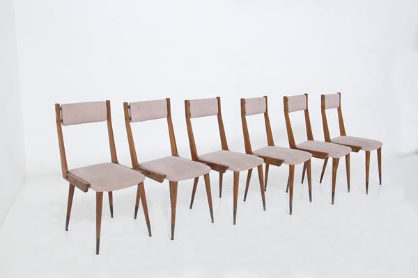 Carlo De Carli - Six Wooden Chairs (attr.) 