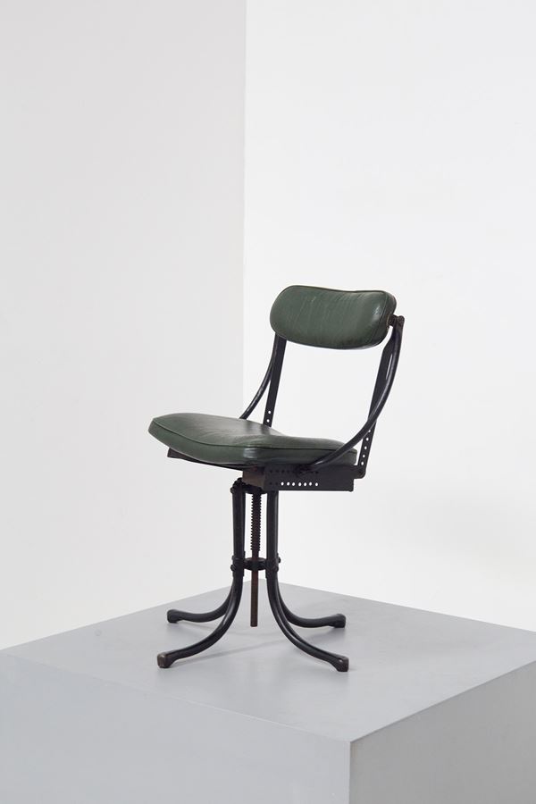 Sedia girevole in ferro (industrial) attr. Henri Liber