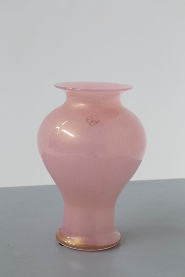 Vaso rosa di Barovier & Toso, firmato