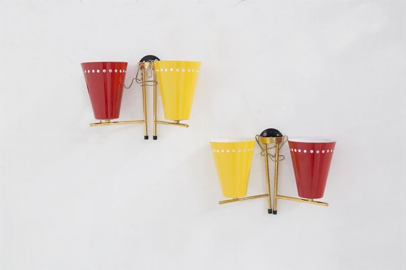 Coppia applique ottone e smalto