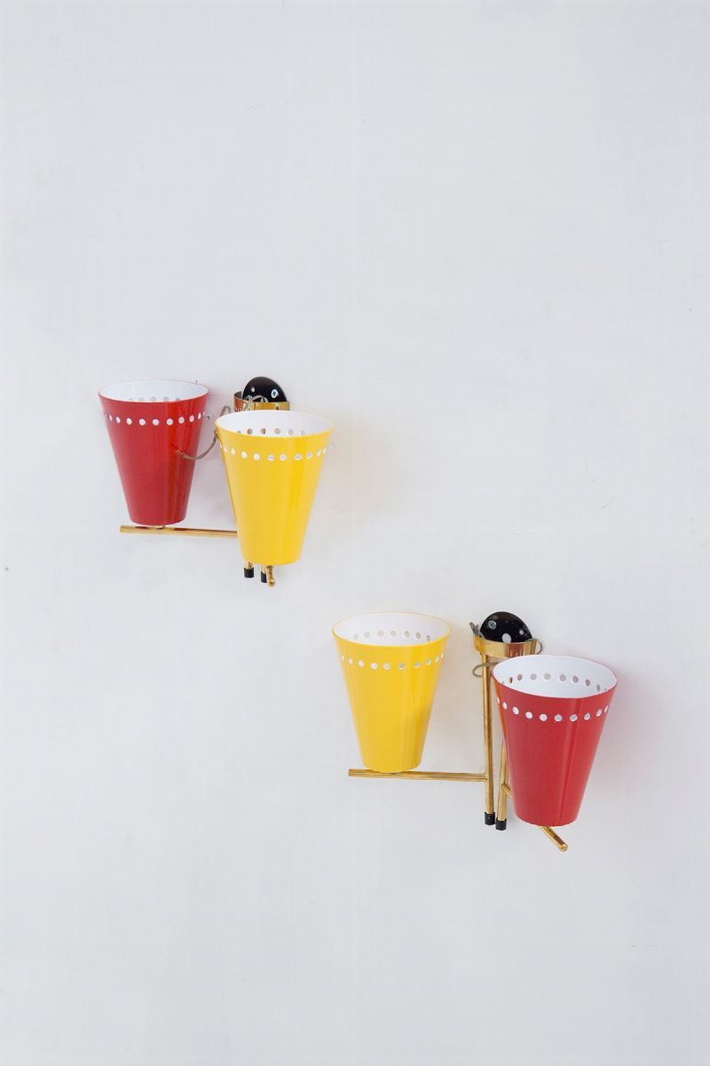 Coppia applique ottone e smalto