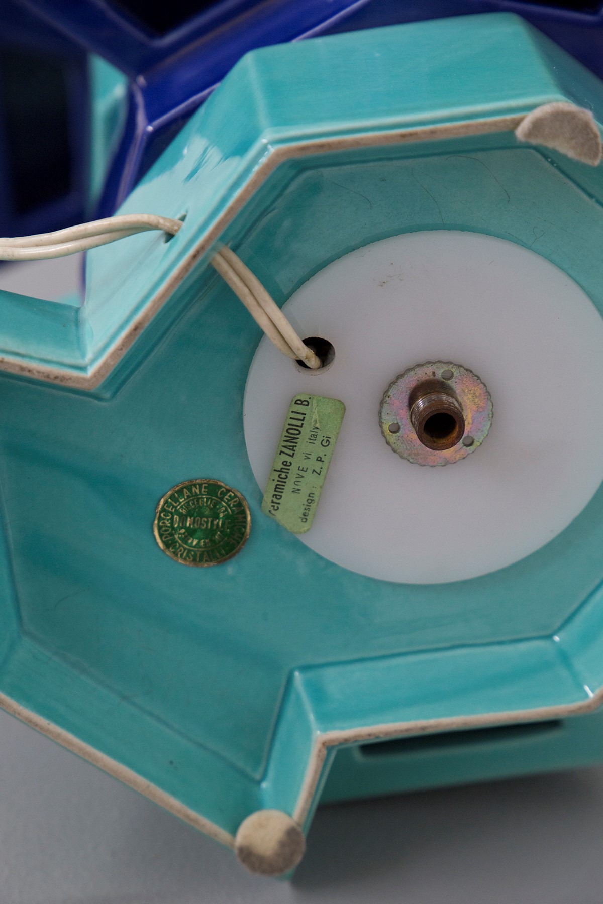 Lampada da tavolo blu e celeste Nove Bassano