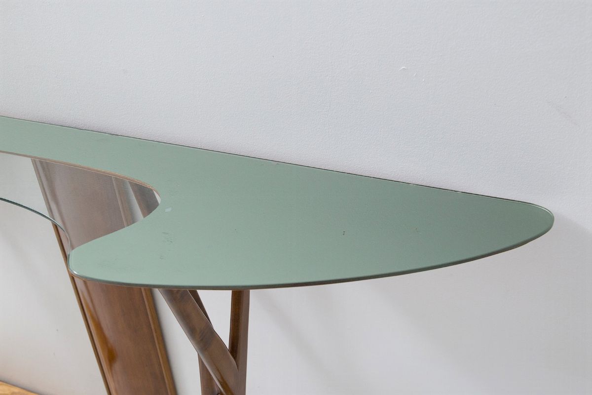 Consolle italiana in vetro e legno