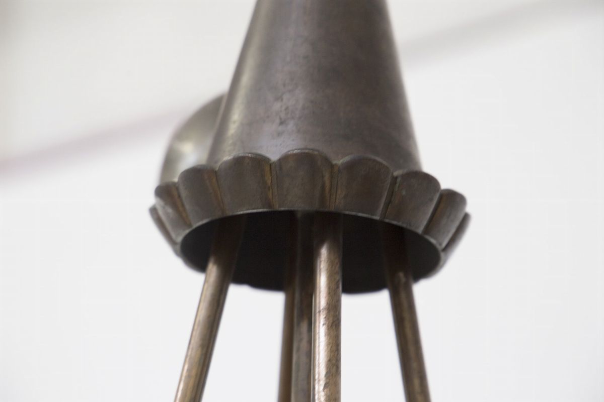 Lampadario in Bronzo Patinato Attr. a Tomaso Buzzi