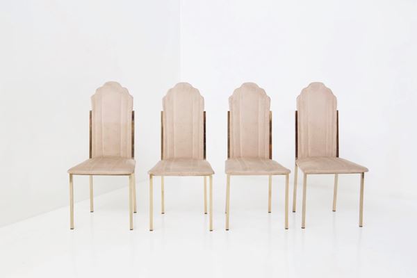 Alain Delon - Alain Delon Four velvet chairs
