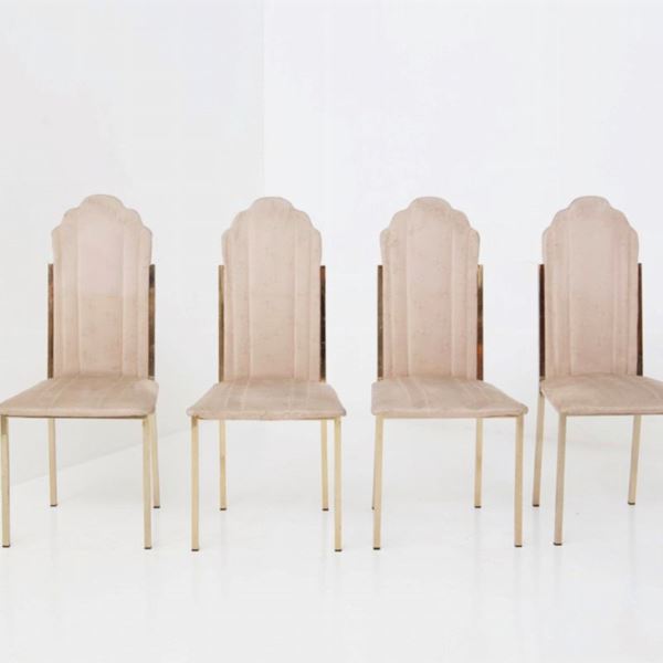 Alain Delon - Alain Delon Four velvet chairs