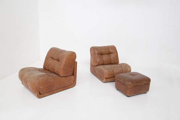 Guido Faleschini - Armchairs and Pouff Pace Collection by Guido Faleschini for Mariani