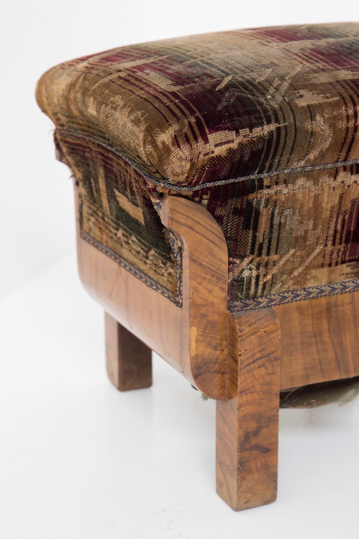 Sgabelli Art Déco in Legno e Tessuto