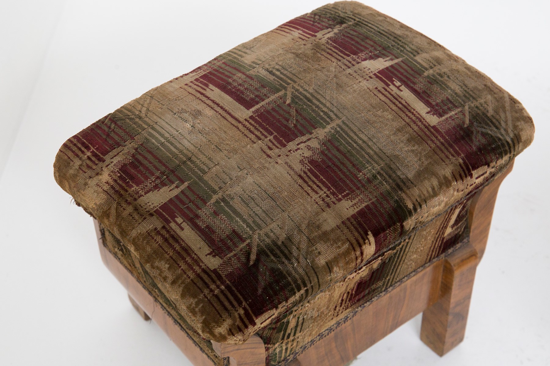 Sgabelli Art Déco in Legno e Tessuto