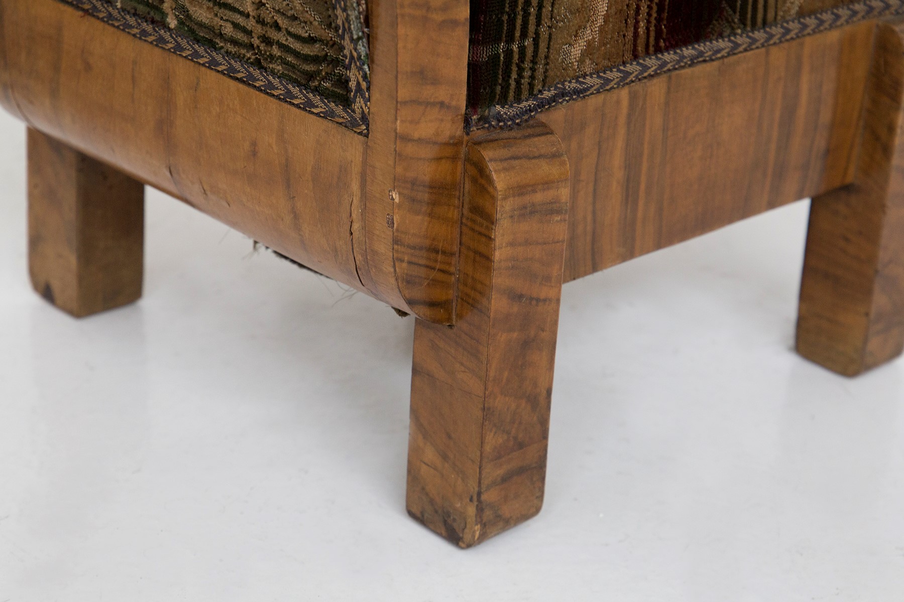 Sgabelli Art Déco in Legno e Tessuto