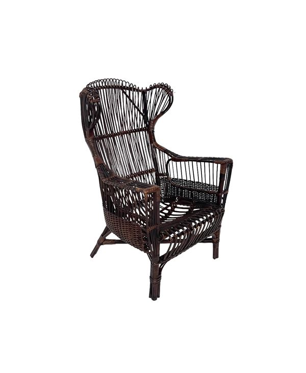 Paolo Malchiodi - Wicker Armchair magazine rack, Malchiodi Paolo (attr.)
