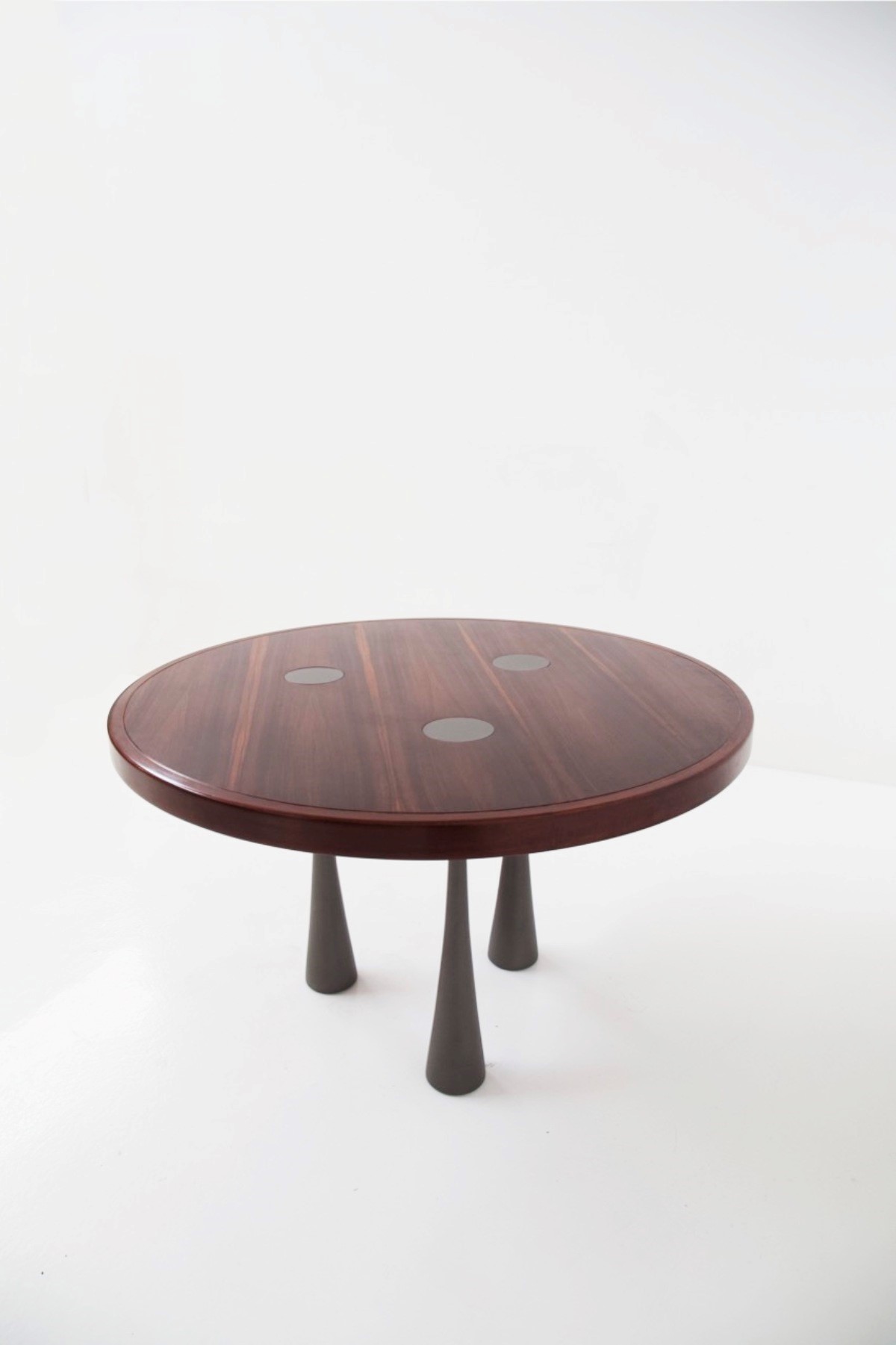 Angelo Mangiarotti Tavolo Rotondo in Legno e Ottone Nichelato