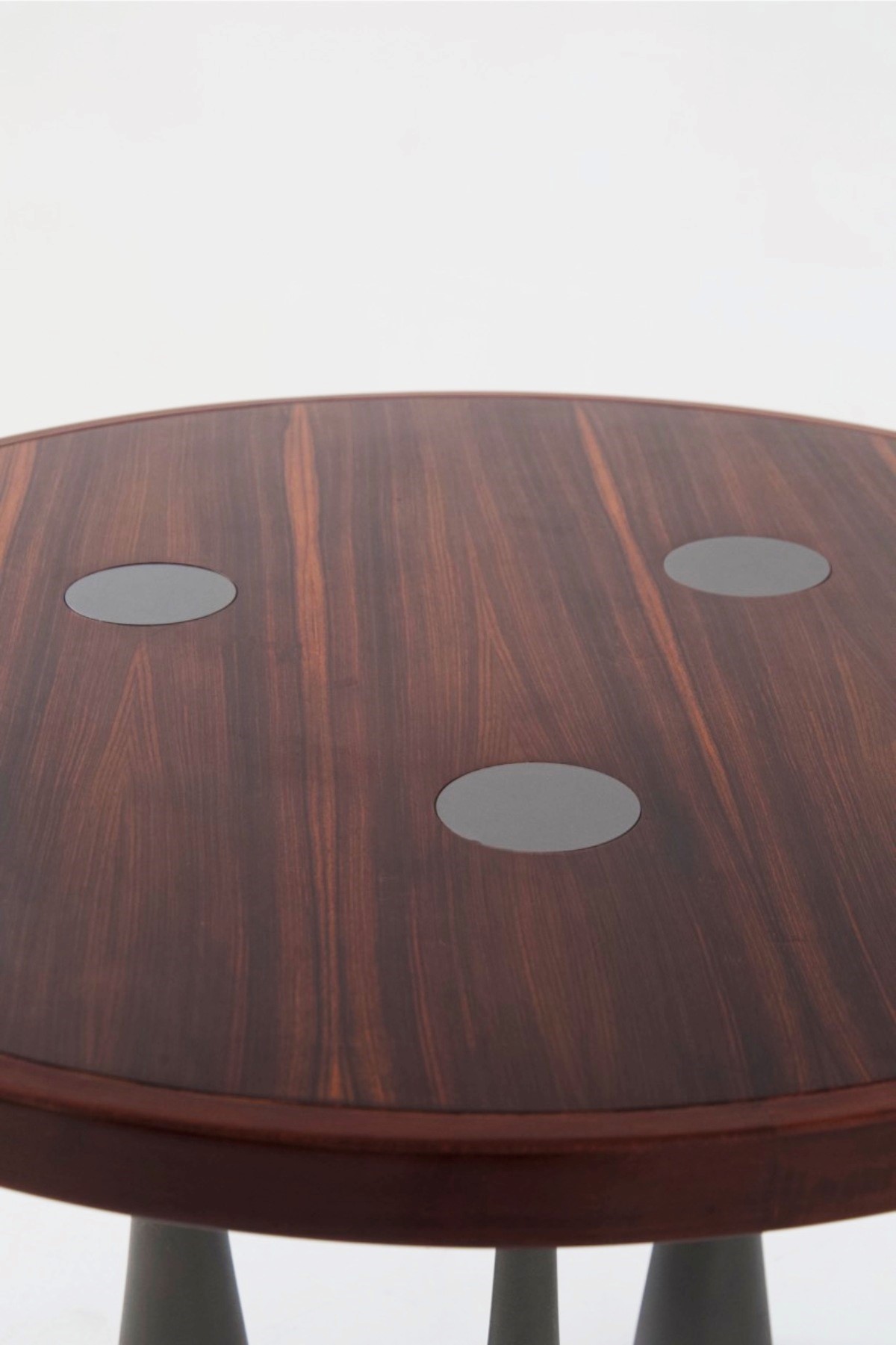 Angelo Mangiarotti Tavolo Rotondo in Legno e Ottone Nichelato