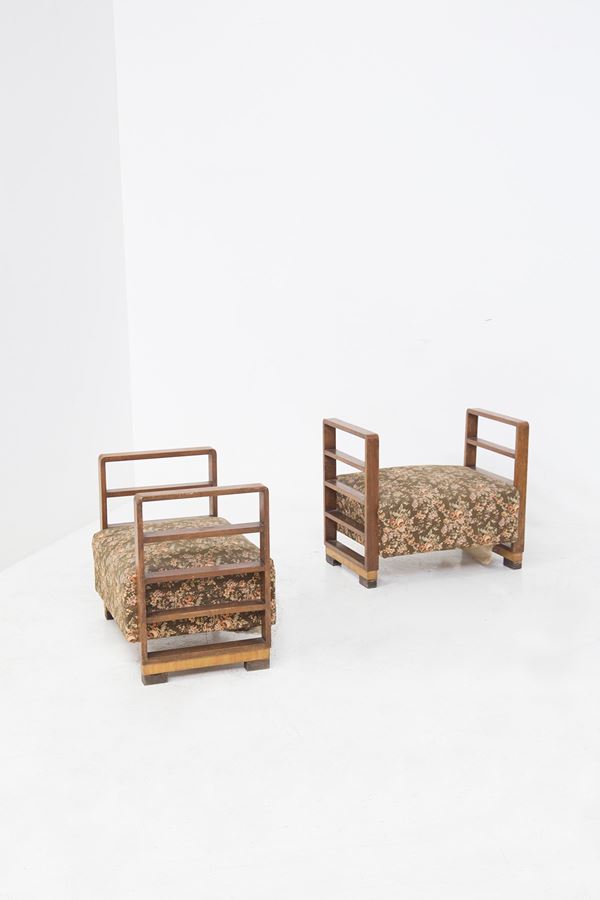 Paolo Buffa - Pair of Poufs by Paolo Buffa for Arrighi