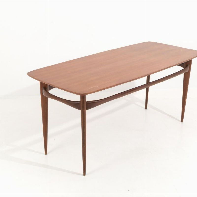 SILVIO CAVATORTA. Walnut table with veneered top, 60s