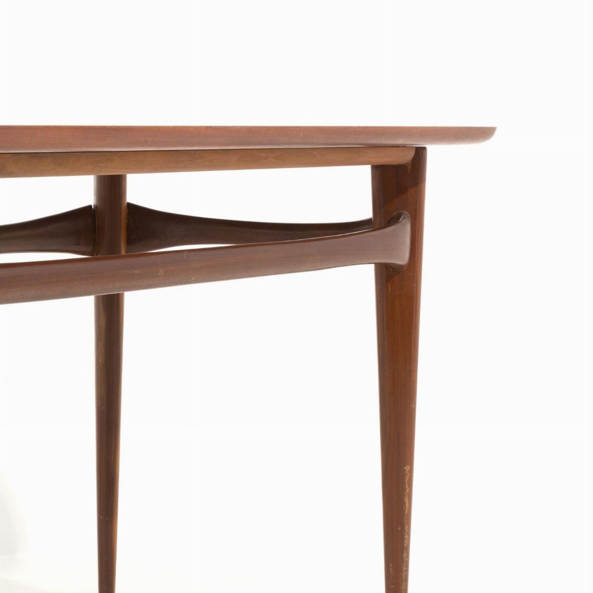 SILVIO CAVATORTA. Walnut table with veneered top, 60s