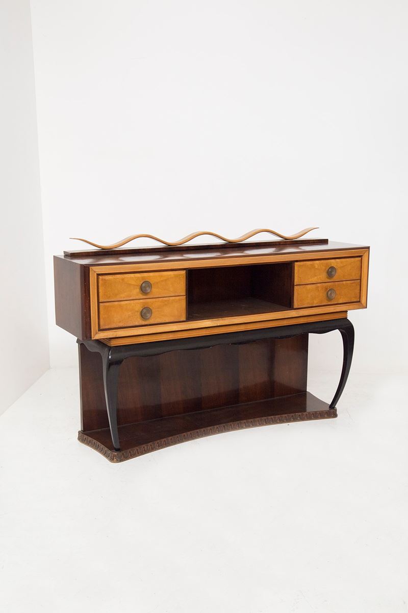 Consolle Attr. a Paolo Buffa in Ottone e Legno
