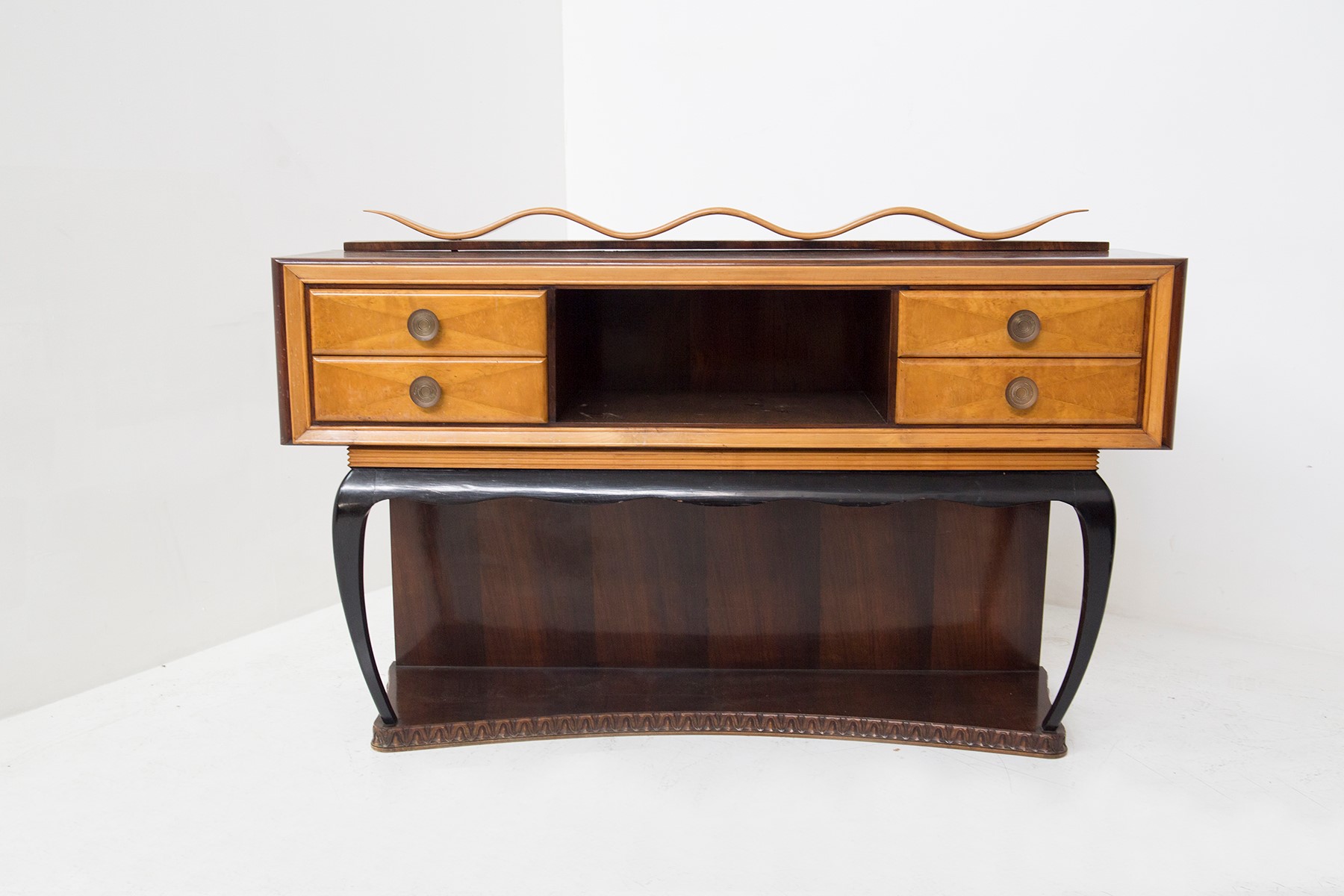 Consolle Attr. a Paolo Buffa in Ottone e Legno