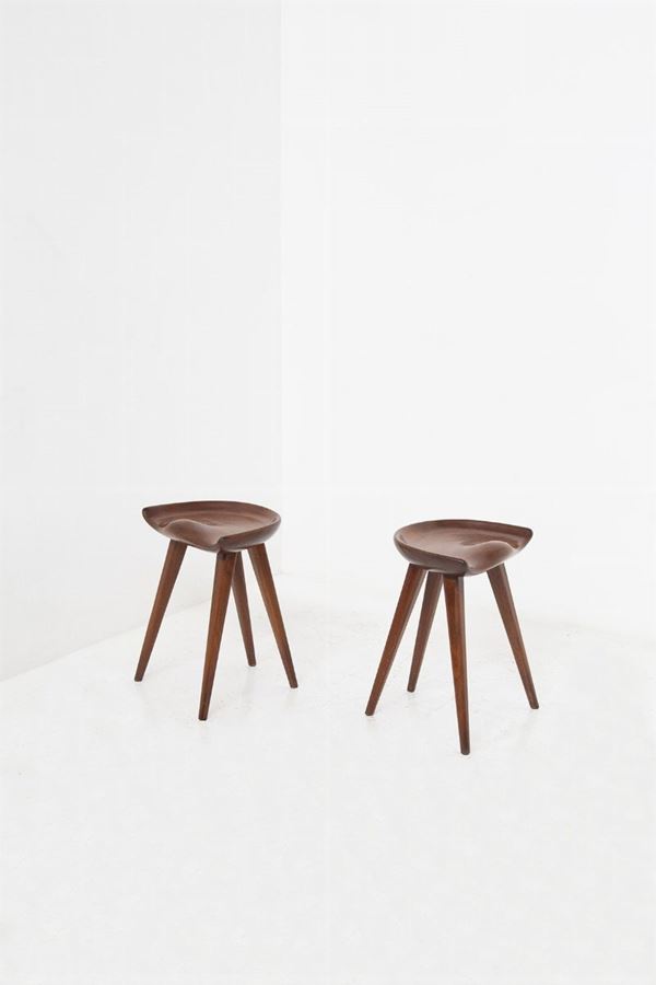 Lassen Mogens - Pair of Danish mahogany stools