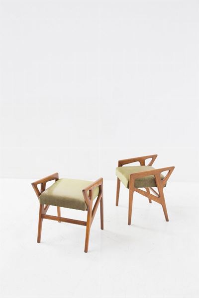 Sgabelli di Gio Ponti in Legno e Tessuto