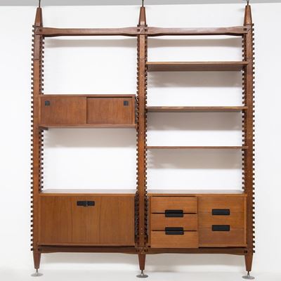 Vintage Modular Bookcase in Wood By Ico Parisi