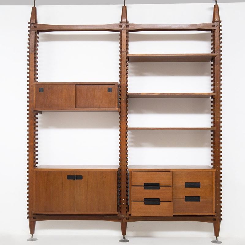 Vintage Modular Bookcase in Wood By Ico Parisi