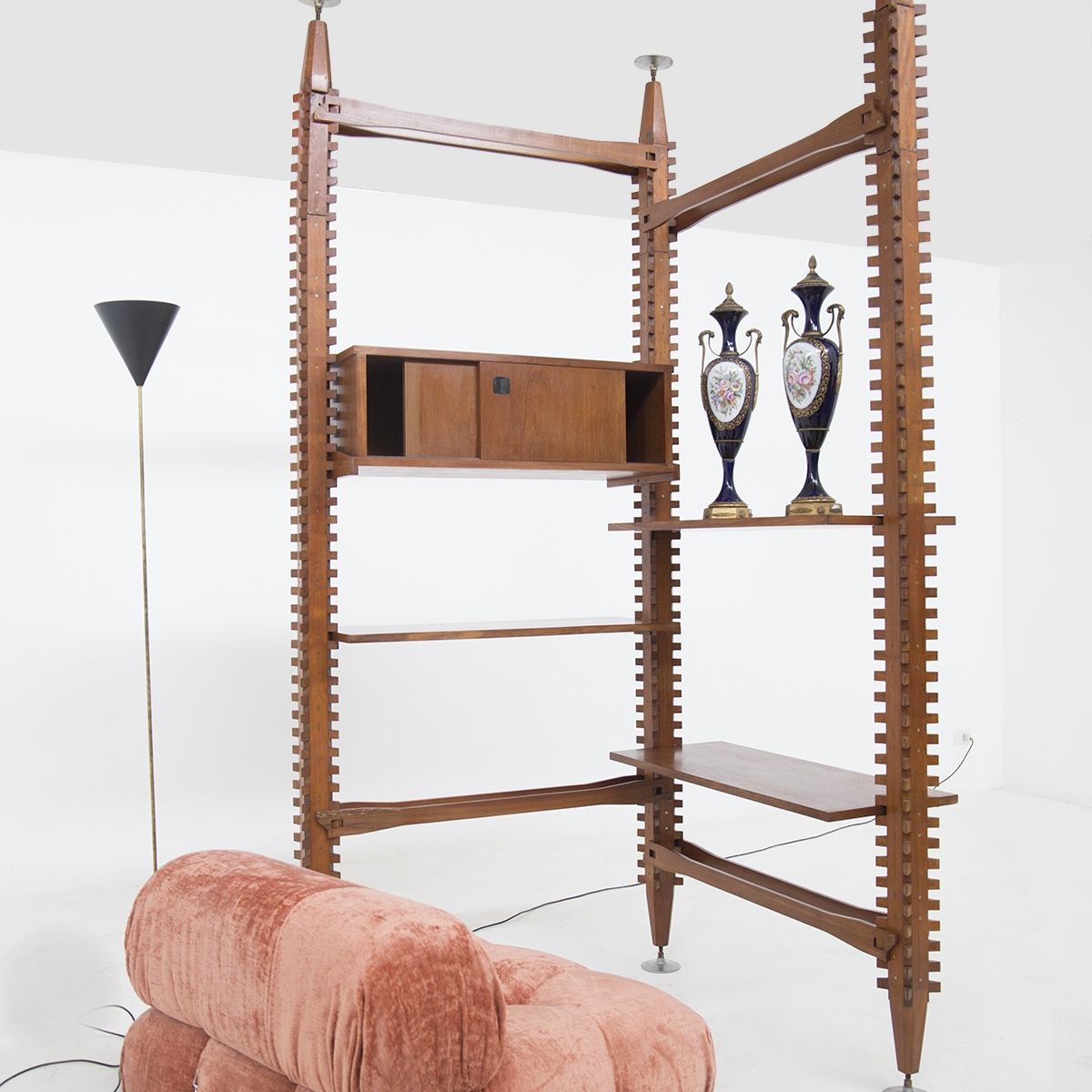 Vintage Modular Bookcase in Wood By Ico Parisi