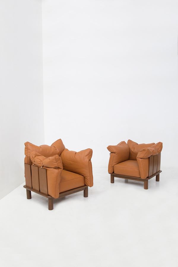 Jonathan De Pas,Paolo Lomazzi,Donato D'Urbino - De Pas-D'urbino-Lomazzi armchairs for Poltronova, label