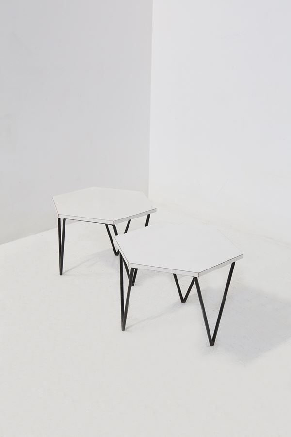 Gio Ponti - Pair of white Isa Bergamo coffee tables