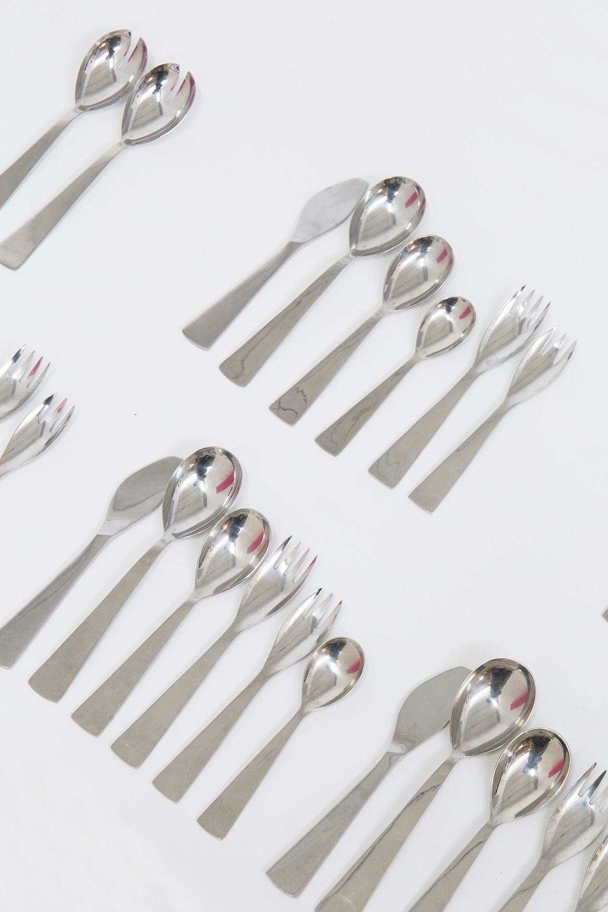 Gio Ponti Set di quattro Posate in acciaio cromato per Krupp Italia
