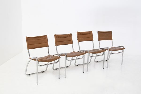 Gae Aulenti - Gae Aulenti per Elam Model Lira Set di quattro sedie, Pubblicato