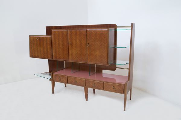 Paolo Buffa - Paolo Buffa Vintage Wooden Furniture and Glass by Fontana Arte (Attr.)