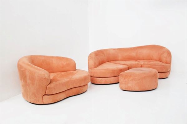 Vintage Pink Velvet Sofa Set