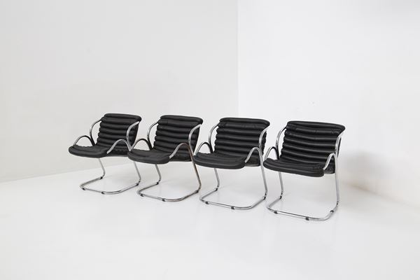 Manifattura Italiana - Set of four leather chairs