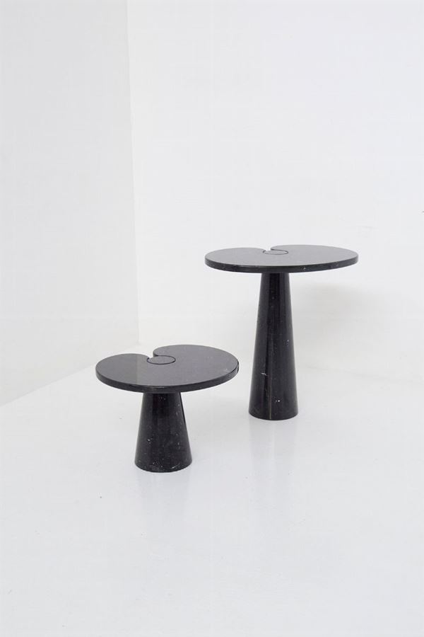 Angelo Mangiarotti - Pair of small black tables Angelo Mangiarotti for Skipper