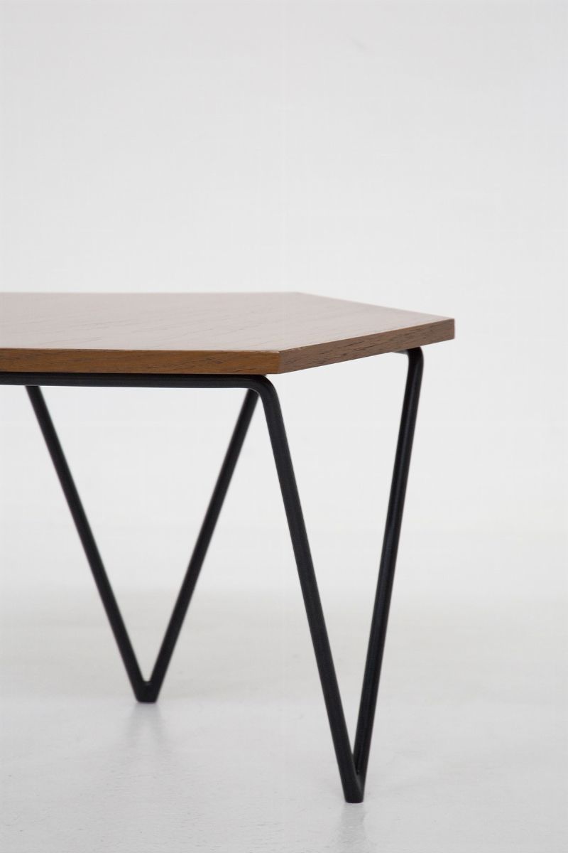 Pair Of Hexagonal Coffee Tables in Wood By Isa Bergamo, Original Label