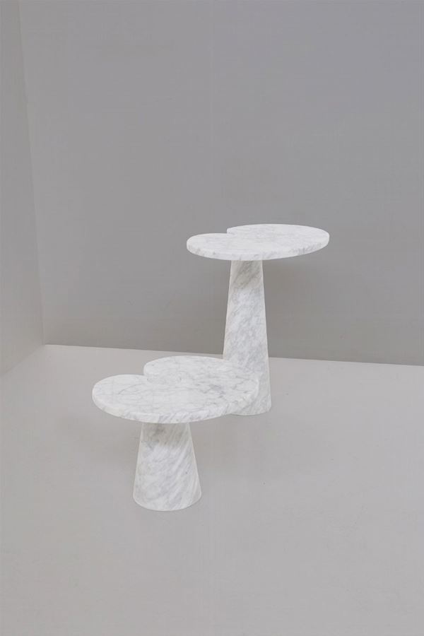 Angelo Mangiarotti - Pair of small black tables Angelo Mangiarotti for Skipper