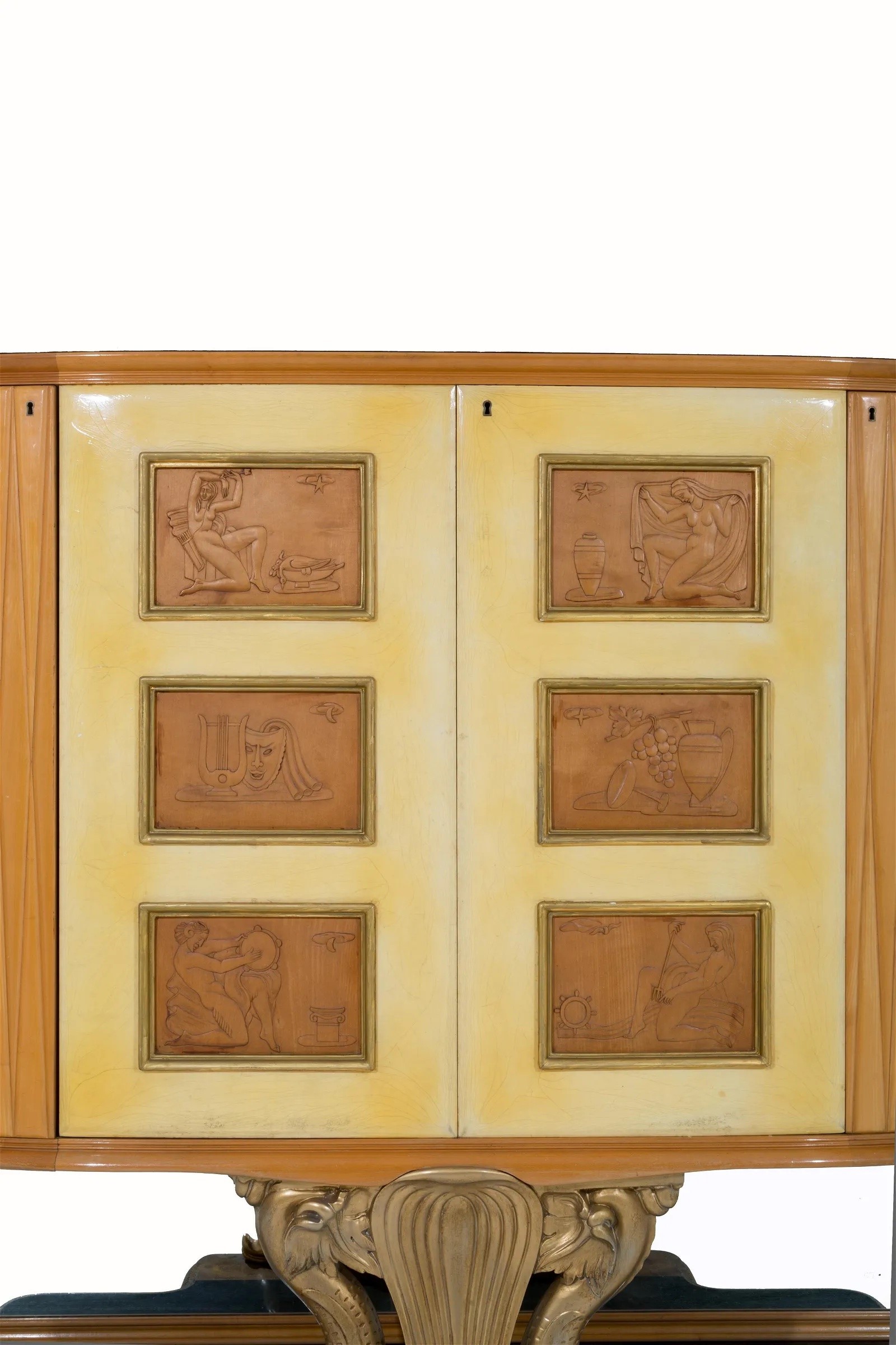 Mobile bar in noce e acero di Osvaldo Borsani per ABV