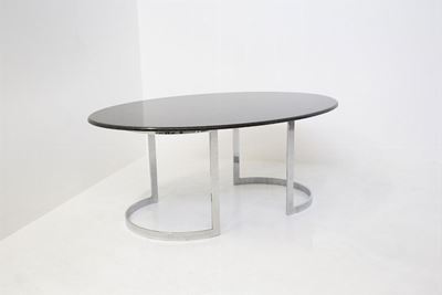 Marble And Chromed Metal Table By Vittorio Introini For Residence Vips