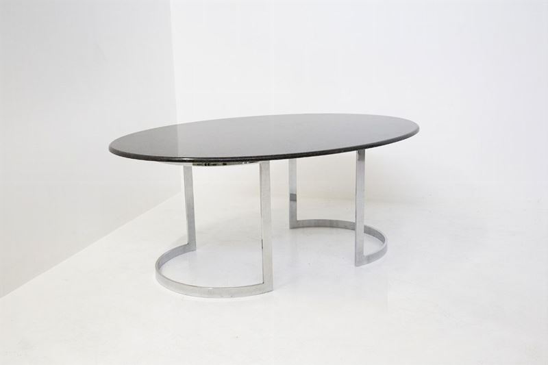 Marble And Chromed Metal Table By Vittorio Introini For Residence Vips