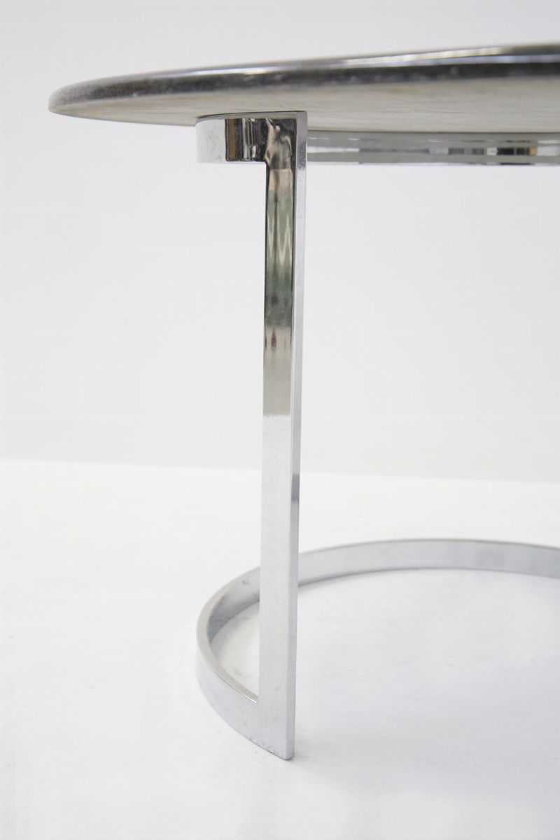 Marble And Chromed Metal Table By Vittorio Introini For Residence Vips