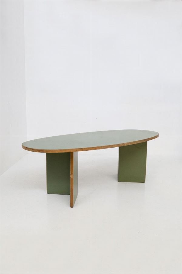 Enzo Mari - Green wooden Table Attr. Enzo Mari